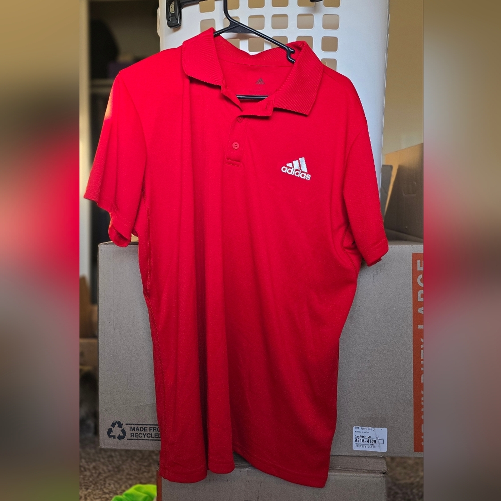 Adidas Men's Bold Red Polo Shirt